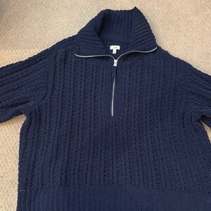 Aerie Navy Textured Half-Zip Hoodie